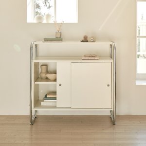 포더홈 어라운드 슬라이딩수납장 모듈 미드센츄리 수납장 850mm, 2단, 화이트
