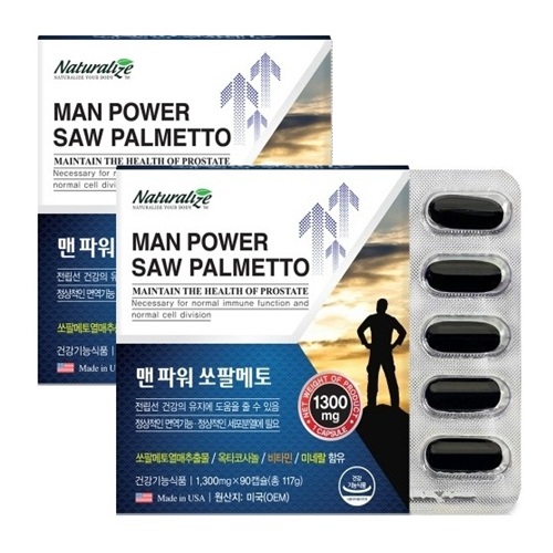 <b>네추럴</b>라이즈 맨 파워 쏘팔메토 1300mg 90캡슐, 2개