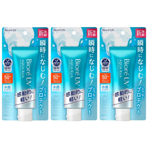 비오레 UV 아쿠아리치 워터리 에센스 선크림 70ml ,3개