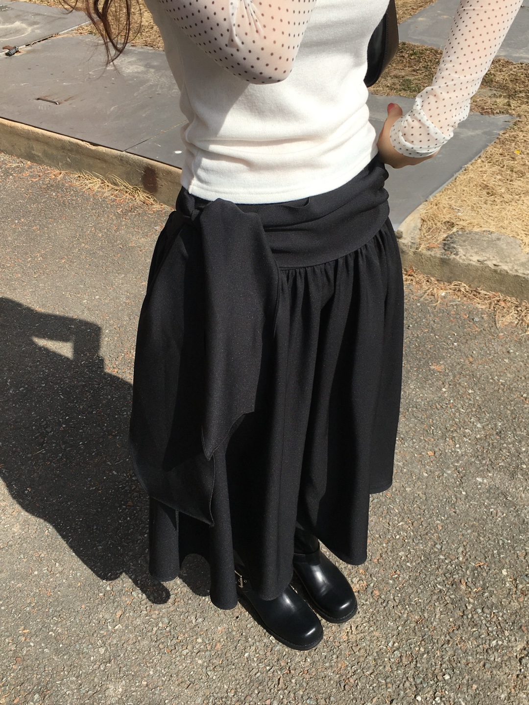 ๋ฉ ๋ฒจํธ ๋กฑ ์ค์ปคํธ Wrap Belt Long Skirt (2color)