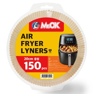 Mr.OK 무표백 에어프라이어 원형 종이호일 중형 20cm, 150매, 1개