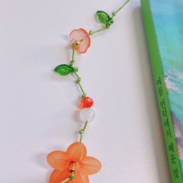 끈갈피 능소화 비즈 책갈피 DIY 만들기 키트 북마크 북마커 수업 재료