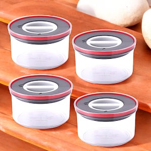 젖병소재 반찬통 안심 트라이탄 소재 밥 반찬 국 소분 보관 원형 밀폐용기 450ml 4개