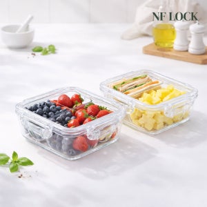 엔에프락 트라이탄 투명 밀폐용기 냉장고 정리 보관 반찬통 세트 모음전 1종, 정사각6호 780ml 칸막이 2개, 1세트