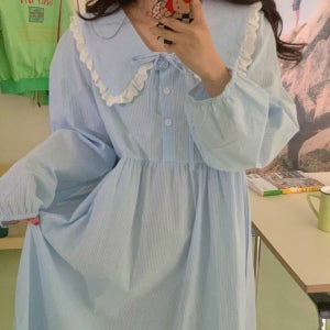 스트라이프 벨 원피스잠옷 원피스 파자마 공주 빅카라 잠옷 파티