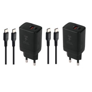지파워 GaN PD45W 2포트(1구 45W/2구 동시 25W+18W)초고속충전기 CtoC케이블 2세트, 블랙