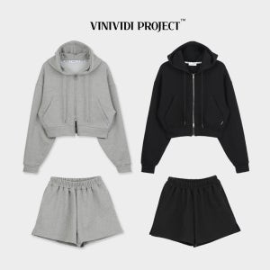 [자체제작/세트할인] 크롭 후드집업 팬츠 세트 트레이닝 셋업 여성 데일리 꾸안꾸