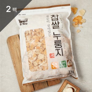 웰리유 쌀눈이 살아있는 찹쌀 누룽지 가마솥 수제 식사대용 누룽지 간식 3kg, 1개입, 2개