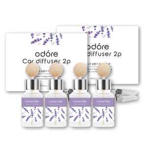 오도르 송풍구형 카 디퓨저 차량용 방향제 라벤더, 17ml, 4개