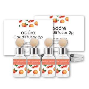 오도르 송풍구형 카 디퓨저 차량용 방향제 레드자몽, 17ml, 4개