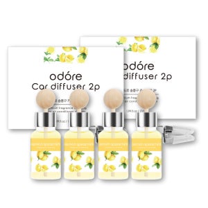 오도르 송풍구형 카 디퓨저 차량용 방향제 레몬스피아민트, 17ml, 4개