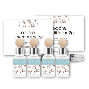 오도르 송풍구형 카 디퓨저 차량용 방향제 클린코튼, 17ml, 4개
