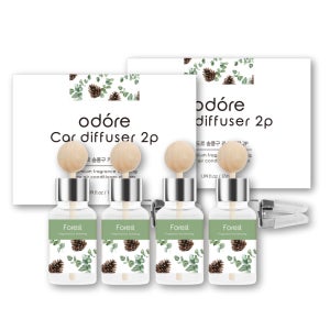 오도르 송풍구형 카 디퓨저 차량용 방향제 포레스트, 17ml, 4개
