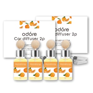 오도르 송풍구형 카 디퓨저 차량용 방향제 한라봉, 17ml, 4개