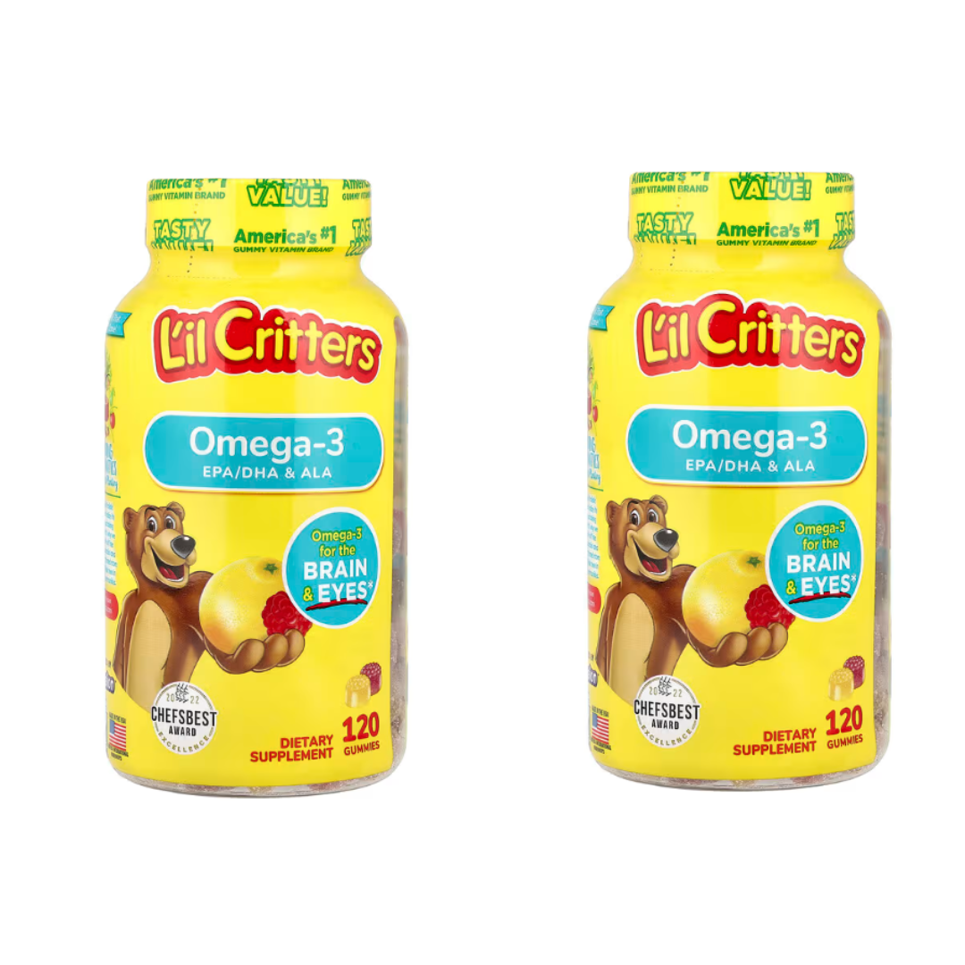 어린이 <b>오메가3</b> 릴크리터스 라즈베리-레모네이드 맛 구미 젤리 <b>120개</b> x 2개