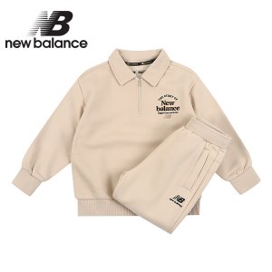 [100사이즈 할인] 뉴발란스키즈 아동 상하의 세트 반집업카라(NK9YC4551U-35)_베이지