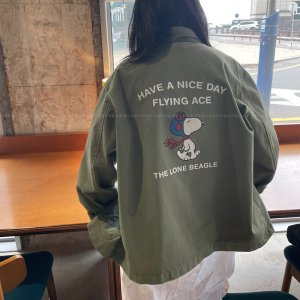 스누피 야상 간절기 코튼 캐주얼 카키 자켓