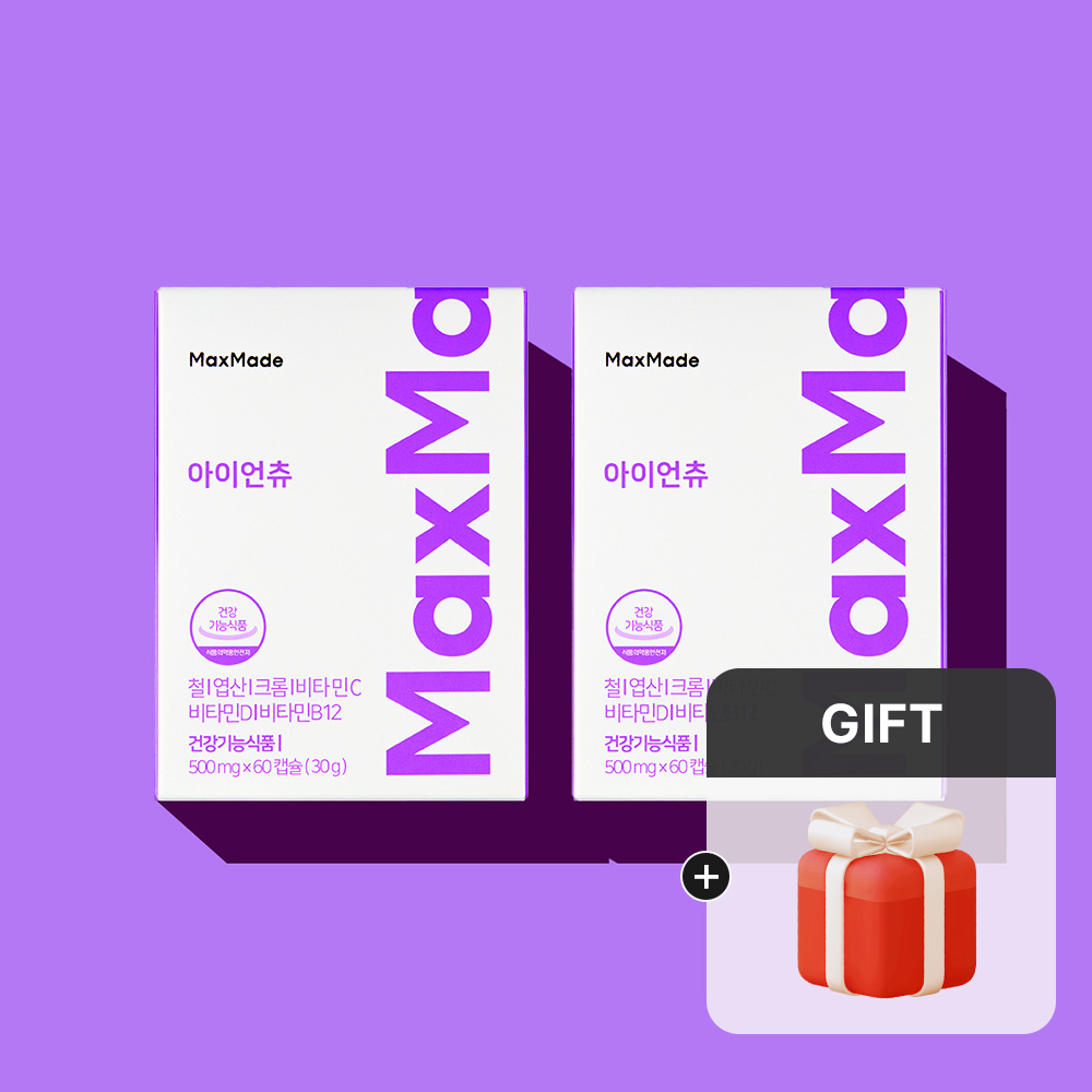 <b>맥스메이드</b> 아이언츄 츄어블 어린이 철분제 유아 철분젤리 60캡슐, 2개