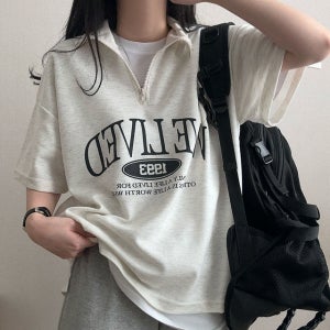 반팔 리브 레터링 아노락 티셔츠 여자여름옷