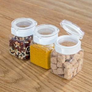 실리쿡 버튼 원터치 350ml 1개 냉장고 정리 보관용기 시리얼통 곡물통 간식 견과류 보관통