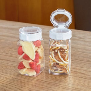 실리쿡 버튼 원터치 500ml 1개 냉장고 정리 보관용기 시리얼통 곡물통 간식 견과류 보관통