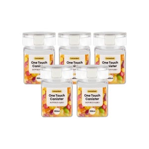 실리쿡 버튼 원터치 350ml 5개 냉장고 정리 보관용기 시리얼통 곡물통 간식 견과류 보관통