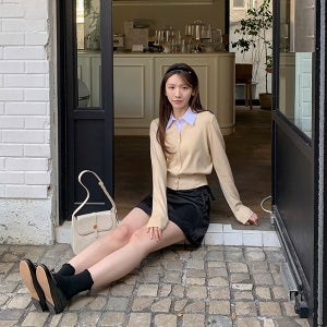 세이렌 일체형 셔츠 레이어드 니트 가디건 cd3325