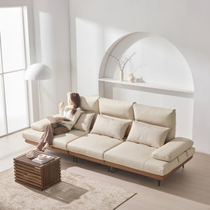 더뉴폼 아멜리 천연가죽 듀얼 스윙소파 가죽소파 투톤, 4인용