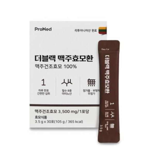 <b>프로메드</b> 더블랙맥주효모환 100% 고순도 고함량 맥주효모, 3.5g30포(105g)