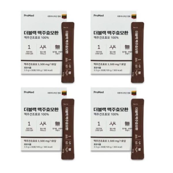 <b>프로메드</b> 더블랙맥주효모환 100% 고순도 고함량 맥주효모, 105g4박스