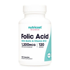 뉴트리코스트 여성용 엽산 1,200mcg 비타민 B12 메틸코발라민 비타민b7 비오틴 120캡슐 4개월분