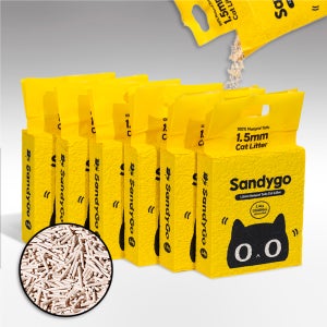 샌디고 고양이 두부모래 1.5mm 초슬림입자 무향 2.4kg 6개입