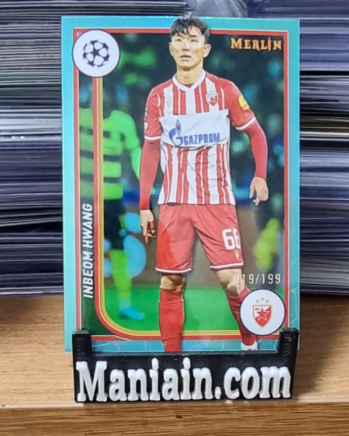 199한정판 황인범 2023-24 Topps Merlin UEFA Aqua Refractor In-Beom Hwang No-62 축구카드