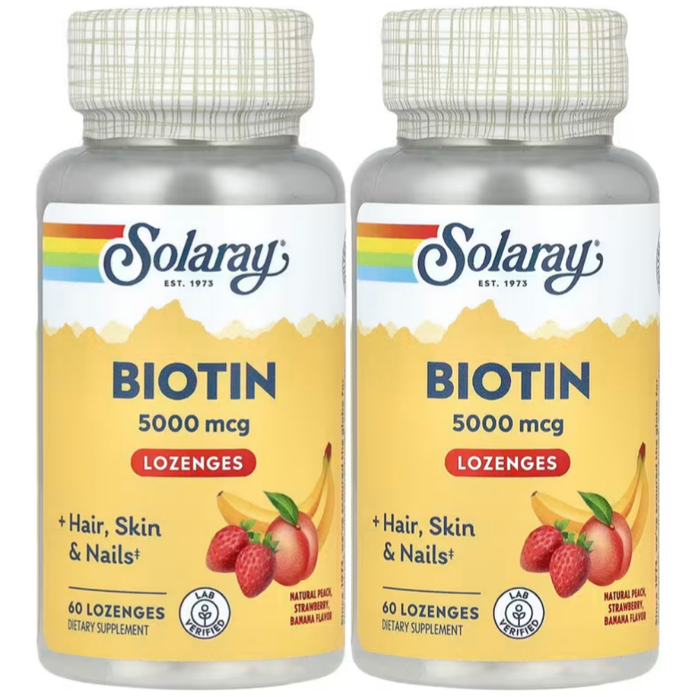 Solaray Biotin <b>비오틴 5000mcg</b> <b>로젠지</b> <b>60</b>정 2개