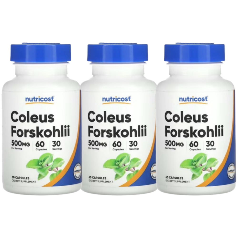 Nutricost <b>Coleus Forskohlii</b> 콜레우스 포스콜리 500mg 60정 3개