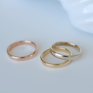 14k18k 3mm 베이직 반지 민자반지 리얼화이트(샴페인골드)