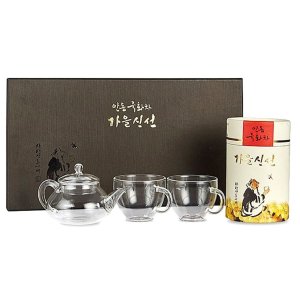 가을 마시는 카페 물대신 건강 tea 잠잘오는 차 다관1개 유리잔2개 국화차20g 1세트