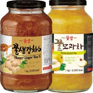 꽃샘 tea 잠잘오는 마시는 카페 물대신 건강 차 꿀생강차S 꿀모과차 1kg 1개입 2개
