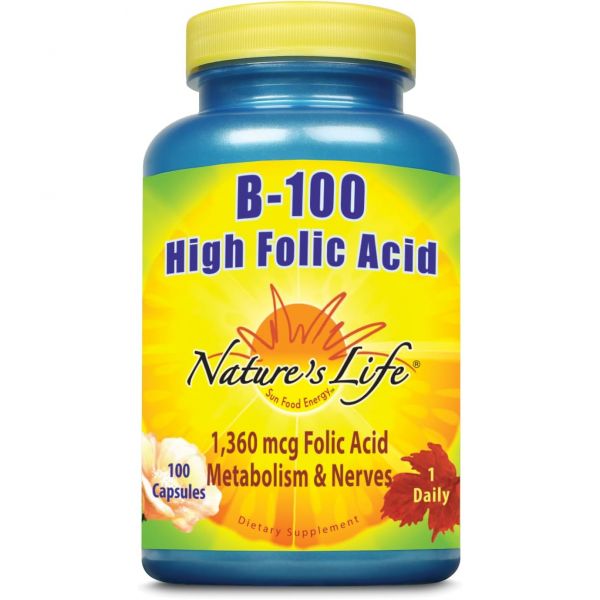 Nature’s Life 활성형 <b>엽산</b> 액티브 자연의 생명 B-100 고<b>엽산</b> | 100 ct