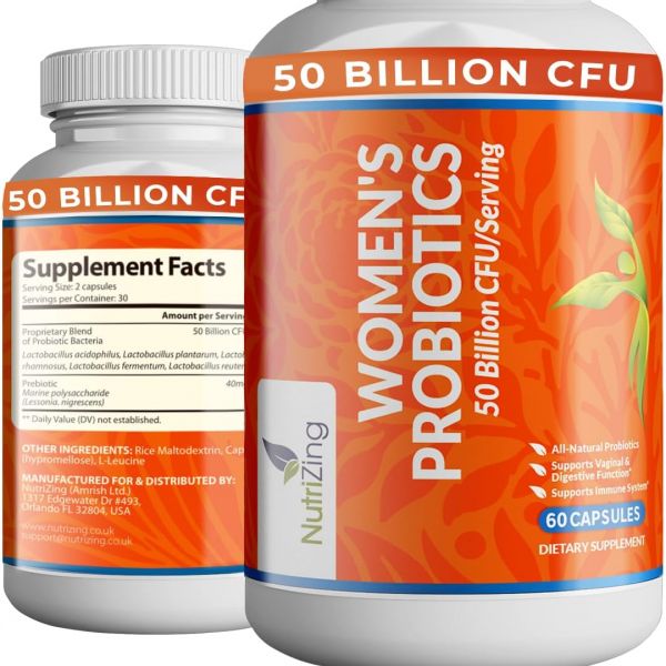 NutriZing 질유산균 갱년기 뉴트리징 여성 장 건강을 위한 프로바이오틱스 - 500억 CFU 소화기 건강 및 pH 균형을 프리바이오틱스 락토 Women’s Probiotics