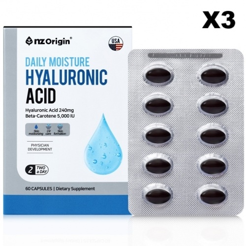 고함량 <b>히알루론산</b> 먹는히할루론산 피부영양제 수분보충 240mg 60캡슐, 3개