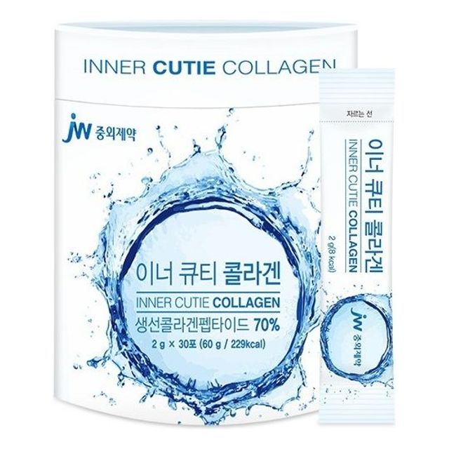 JW<b>중외제약</b> 이너 큐티 콜라겐 2g x 30포WB 여자 남자 여성 남성 어린이 아이 성인 남녀 간 장 위 뇌 눈 전립선 <b>운동</b> 헬스 보충 면역 건강 식품
