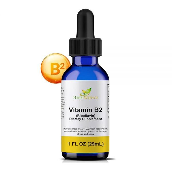 Herb-<b>Science</b> 비타민 B2 보충제 - 리보플라빈 드롭 액체 추출물 <b>두통</b> 완화, 자연 에너지 모발, 피부, 손톱 건강, 콜라겐 생산 지원 1 Fl Oz (Pack of 1)