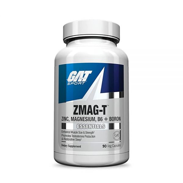 <b>GAT</b> Sport Essentials ZMAG-T 아연, <b>마그네슘</b>, B6 + 붕소, 식물성 캡슐 90개
