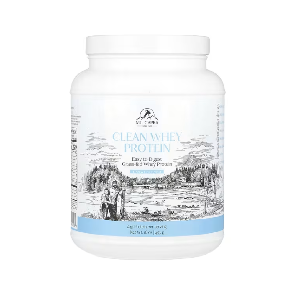 <b>Mt</b> <b>Capra</b> 마운틴 카프라 클린 유청 단백질 무가당 16 oz (453 g)