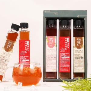 명절선물 건강 해람토 천연발효식초 선물세트 (사과레몬, 현미, 생딸기 200ml 3병)