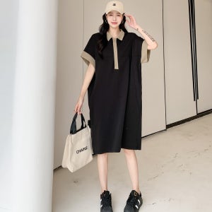 여성 피케 원피스 미디 반팔 데일리룩 캐주얼 깔끔한 리즈 데일리 데이트룩