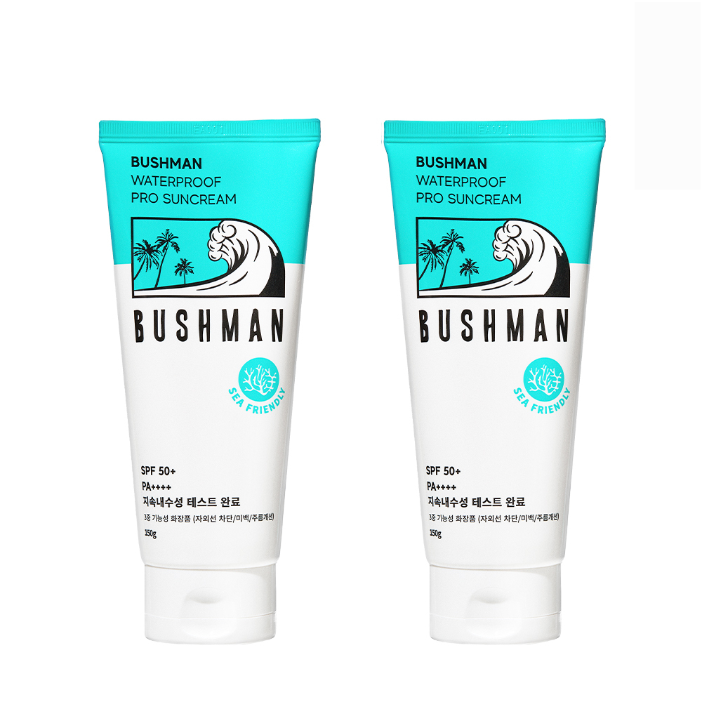 부쉬맨 워터프루프 프로 선크림 SPF50+ PA++++ 150ml, 2개