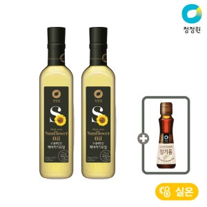 청정원 고올레산 해바라기오일 410ml 2개 + (증정) 참기름 160ml
