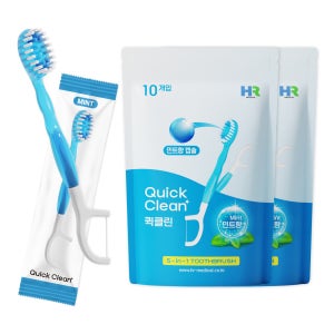 일회용 초소형 미니칫솔 퀵클린 민트향 휴대용 개별포장 10개입, 2개